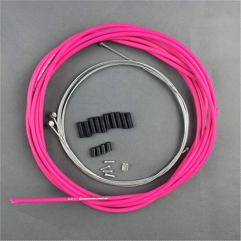 Câble de frein et kit de gaine pour VTT/vélo de route (couleur rose) (1/3)