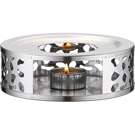 Chauffe-théières Théière Base Chauffante Base Chauffe-Plat Bougie Chauffe-Base Théière Réchauffeur Base en Acier Inoxydable (15cm)- (1/5)