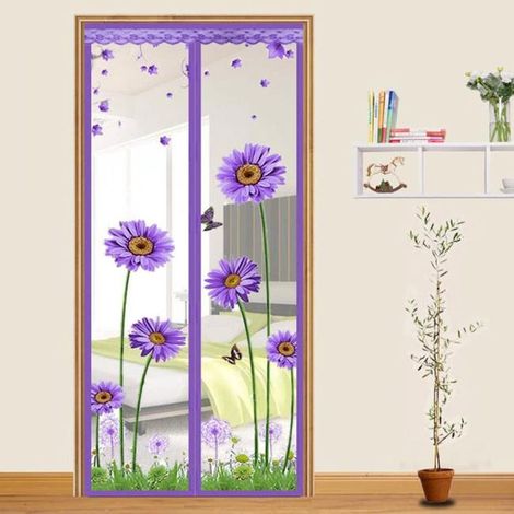 Mosquitera magnética para puertas y ventanas, cortina magnética deslizante para ventanas, cortina antimosquitos para puertas, color morado, 110 x 220 cm (1/5)