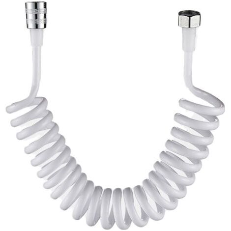 ABS-Duschschlauch mit Federmechanismus / Flexibler Schlauch für Badezimmer, Toilette, Bidet und Wasserpistole (Weiß)