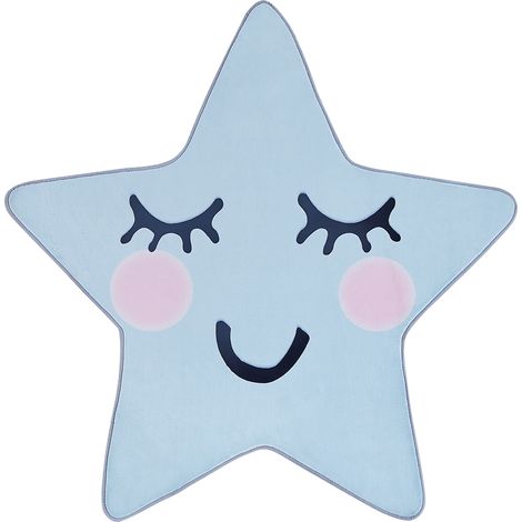 Alfombra de poliéster azul claro negro rosa 120 x 120 cm estrella pelo corto Sirius