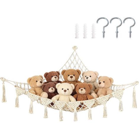 Hamaca para peluches,105 x 105 x 145 cm,Ideal para guardar peluches,Apta para peluches grandes y pequeños,guarderías y como elemento decorativo (1/5)