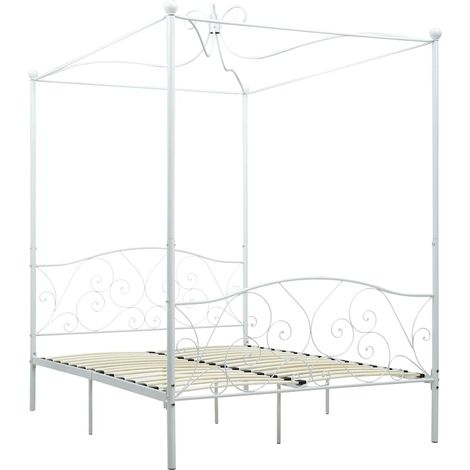Maison Exclusive - Letto a Baldacchino Bianco in Metallo 120x200 cm (1/5)