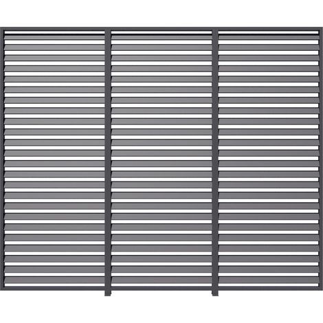 PRIMEYARD 3-teilige Lamellenwand aus Aluminium - statisches Paneel in Grau für Pergola Premium