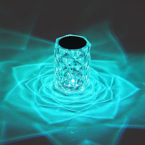 Lampada d'atmosfera, lampada da tavolo per camera da letto, luce notturna, luce notturna a LED, illuminazione d'atmosfera, geometrica tridimensionale dimmerabile, telecomando RGB a 16 colori. (1/2)