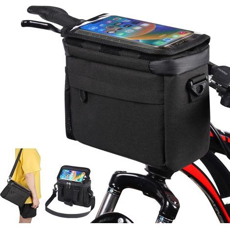 Lenkertasche – Wasserdichte Rahmentasche für Mountainbikes/Rennräder mit Handyhalterung und großem Stauraum für das Oberrohr (1/5)
