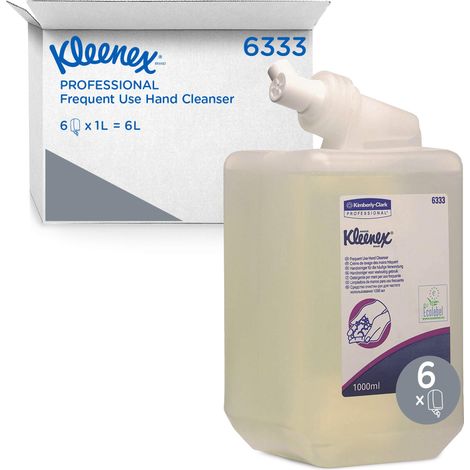 Kleenex Sapone Mani 6333, Sapone Liquido Incolore Senza Profumo, Delicato e Riciclabile, Ideale per Uso Frequente – 6 Flaconi x 1 Litro (Totale 6 L) (1/5)