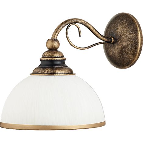 Applique retro bronzo patinato cupola bianca E27 Jupiter
