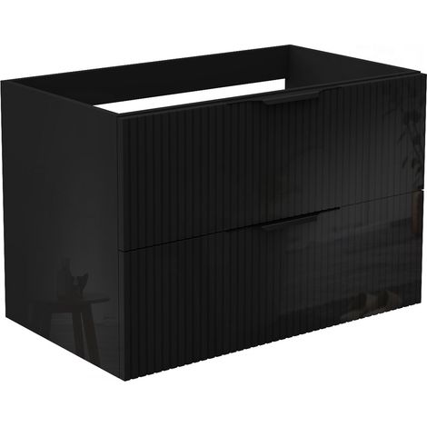 Glänzend Unterschrank Badmöbel Badschrank Gäste-WC ohne Waschbecken 100cm Hochglanzschwarz TYP3 (1/5)