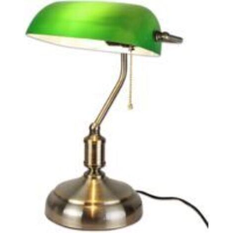 royaluxe -Lampe de Bureau Banquier - Opaline verte - 37 CM - avec Chaînette (1/5)