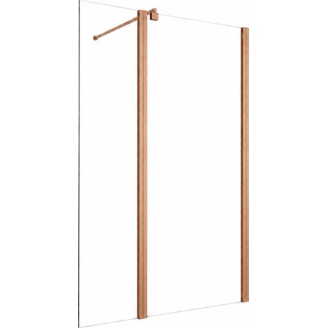 OTITEC Paroi + déflecteur PRAIA 120 + 30 x 200 cm cuivre brossé verre transparent 6 mm (1/5)