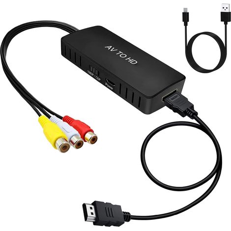 Adaptador AV Full HD 720/1080P Video Audio para HDTV, Monitor, Proyector, STB, VHS, Xbox, PS3, Reproductor de DVD, Compatible con PAL/NTSC (1/5)