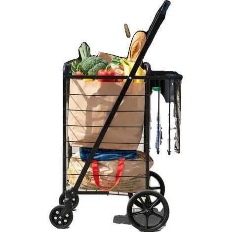 Einkaufswagen, faltbares Design, hohe Tragfähigkeit, schwarz (1/2)