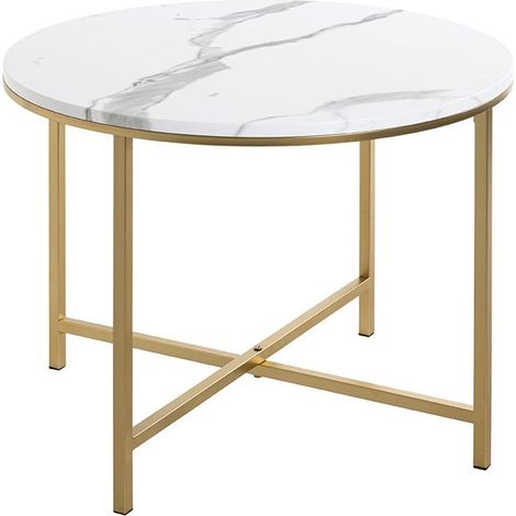 Table Basse Ronde Effet Marbre "Alba" 60cm Or