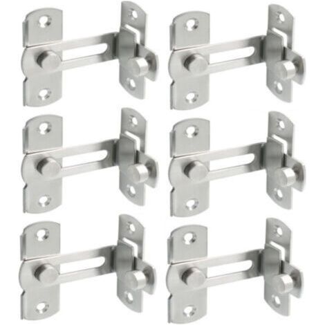 Verrou de porte coulissante, Verrou de sécurité pour fenêtre et armoire à vin, Loquet à angle droit 90°, en acier inoxydable (6 articles) (1/4)