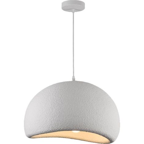 Lampadario a sospensione Wabi-Sabi in polistirene ad alta densità Ø40 cm – Attacco E27 – Stile giapponese moderno – Bianco effetto pietra