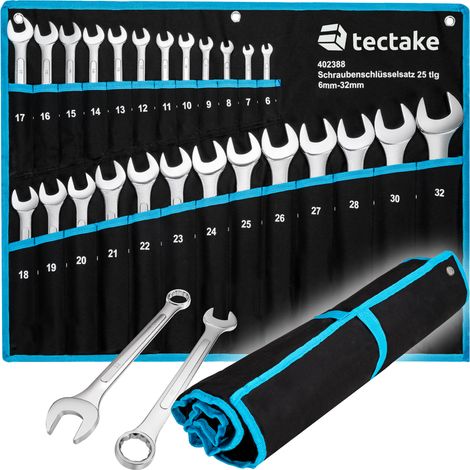 25 Clés Mixtes en Acier Carbone 6 mm - 32 + 1 Trousse (1/5)