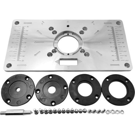Plaque d'insertion de table en alliage d'aluminium avec 4 anneaux pour banc de travail du bois, 235 mm x 120 mm x 8 mm (1/5)