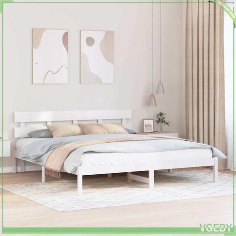 ABI Cadre de lit Blanc 180 x 200 cm Bois de pin massif 7291712311338 (1/5)