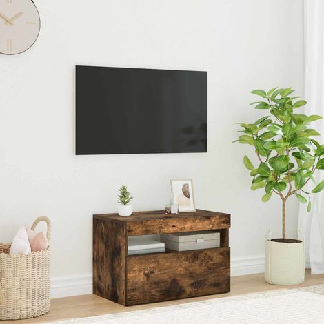 vidaXL Mueble de TV con luces LED color roble ahumado 60x35x40 cm (1/5)
