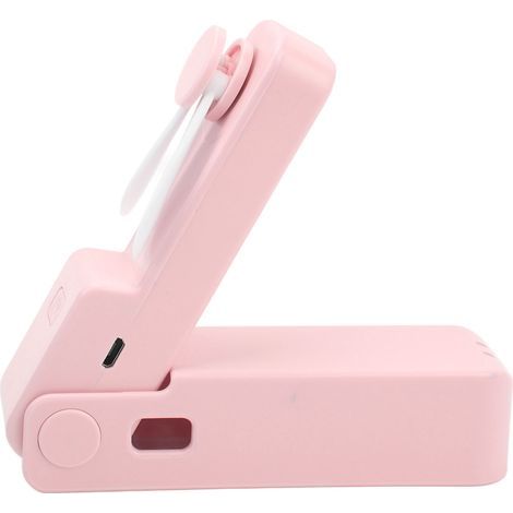 Wiederaufladbarer tragbarer Taschenventilator mit Silikonflügeln, 3 Geschwindigkeitsstufen, faltbar und ideal für Reisen und Outdoor-Aktivitäten (rosa). (1/5)