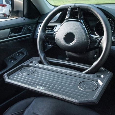 Bureau de volant Bureau de voiture portable Bureau de volant multifonctionnel Plateau pour ordinateur portable Table à manger de voiture avec porte-gobelet Conçu pour s'adapter à la plupart des véhicu (1/5)