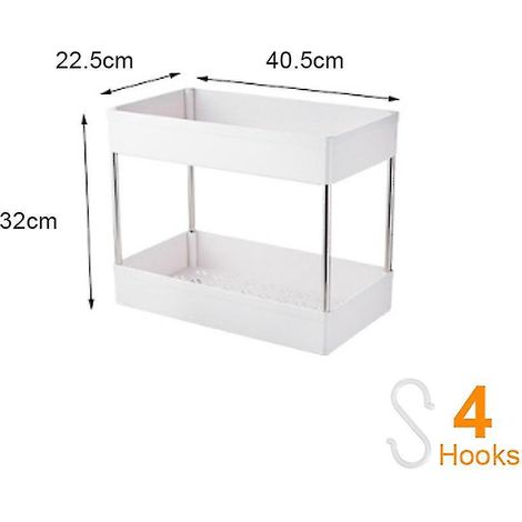 Schmaler und schlanker Aufbewahrungswagen mit 2/3/4 Ebenen, mobiles Regal, Schubladenorganizer für Küche, Bad und Waschküche - 2 breite Ebenen