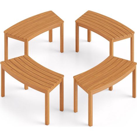 4-teiliges gebogenes Gartenbank-Set aus Akazienholz