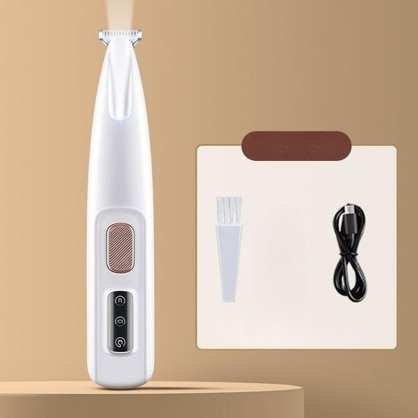 Tondeuse électrique pour poils d'animaux, rechargeable, silencieuse, avec lumière LED, couleur blanche.-AquaForge (1/5)