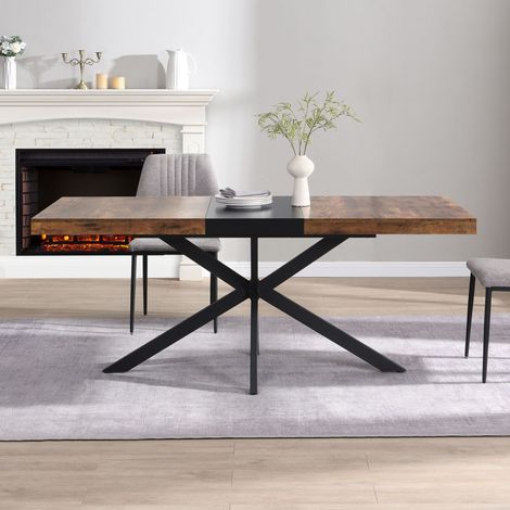 Extendable Dining Table 6 Seater 140-180cm X Leg Storage Kitchen Dining Room Industrial (1/5)