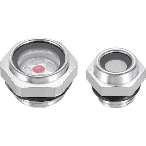 Huile Vue Verre, Paquet de 2 1/4" 1/2" Mâle Fileté Alliage Huile Liquide Niveau Jauge Huile Indicateur pour Pompe Air Compresseur Raccords (1/5)