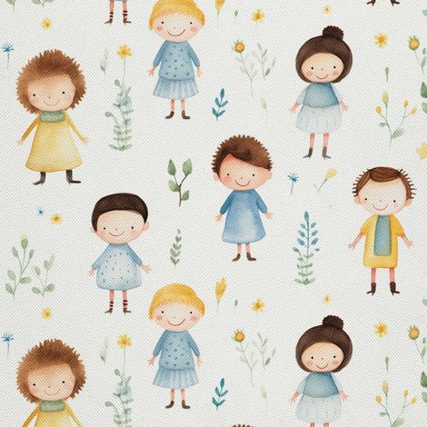 Telas decorativas para exteriores Oxford - Niños y flores - DX2401 (1/5)