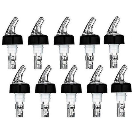Lot de 10 verseurs à vin doseurs automatiques (becs verseurs avec queue et collerette, verseurs pour bouteilles de vin) (1/5)