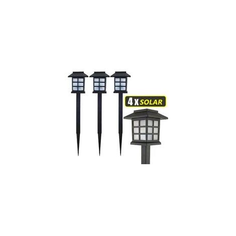 4x Lampes LED de Jardin Style Lanterne Piquets Recharge Solaire 38 X 9 X 9cm
