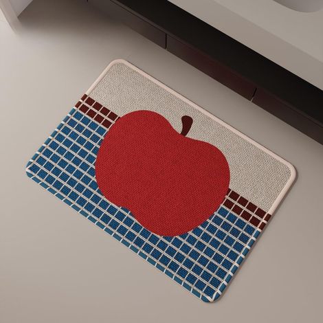 Tapis de porte absorbant, 6090cm, durable et antidérapant, motifs fruits et carreaux, lavable, grande taille. (1/5)