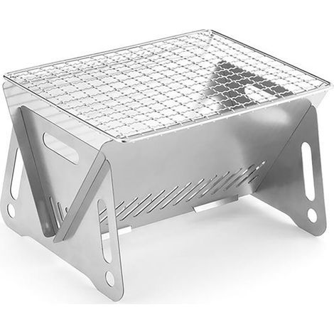 Four à barbecue pliable avec barbecue Four à charbon en acier inoxydable pour camping en plein air 210x160x125mm (1/5)
