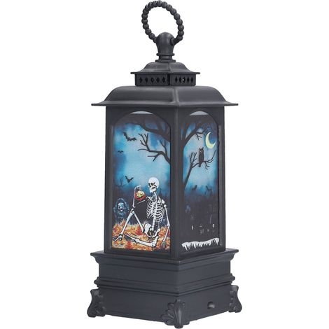 Lanterne Halloween LED Sans Flamme Vintage Crâne, Lampe Décorative Élégante à Piles pour Ambiance Effrayante (1/5)