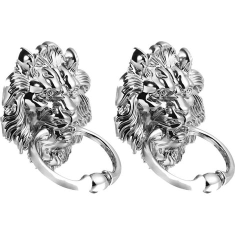 Heurtoir de porte tête lion en alliage zinc argenté, décoratif et (1/5)
