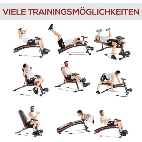 Banc de Musculation Multifonction avec Système d'Assistance à Ressort - 120 kg Capacité, Noir (54 x 160 x 106 cm)