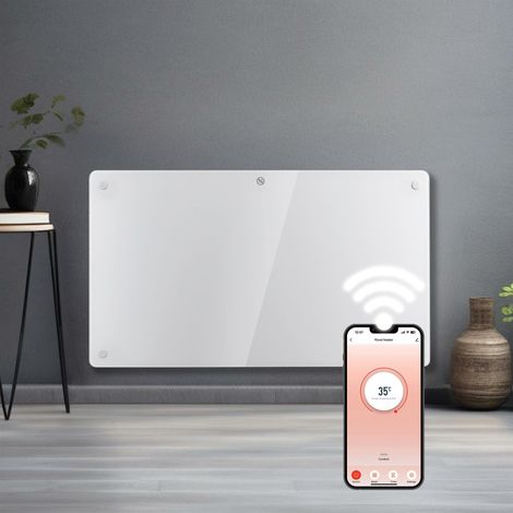 Futura 1500W White Glass Electric Panel Heater WiFi Wall Mounted (1/5)