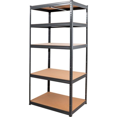 STIER Steck-Fachbodenregal, Fachlast 350kg, Feldlast 1750kg, HxBxT 1800x900x600 mm, stabiles Stahlgestell, 5 Böden (1/5)