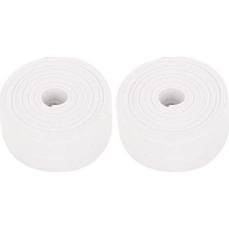 Lot de 2 rouleaux de plinthes souples autocollantes en PVC - 38 mm x 3,2 m - Pour cuisine et salle de bain - Blanc (1/4)