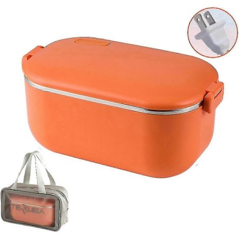 Boîte à lunch chauffante électrique portable (orange) 12-24 V, chauffe-plats Bento pour voiture - 3 en 1, étanche (1/4)