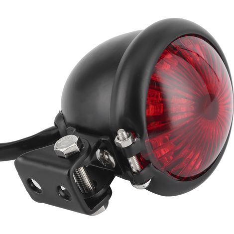 Phare arrière LED universel pour moto 12V, boîtier noir avec lentille rouge, inclut vis de fixation (1/5)
