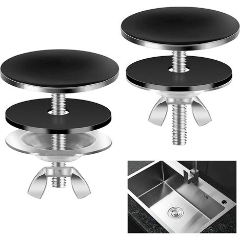 Lot de 2 cache-trous d'évier de 5,1 cm, en acier inoxydable, pour comptoir (1/5)