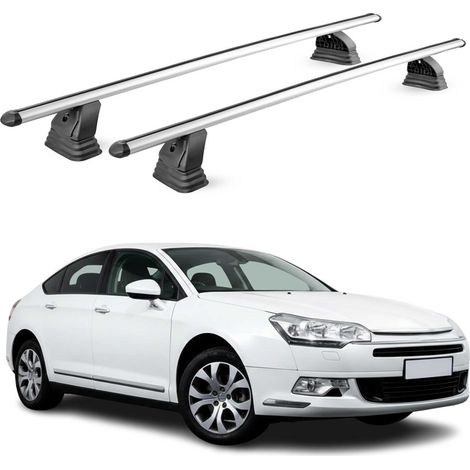 OMAC Aluminium Dachträger Querträger für Citroen C5 II 2008-2017 – TÜV / DIN 75302:2019 – Abschließbar – T-Nut – Max. 75 kg – 2 Stangen – Silber (1/5)