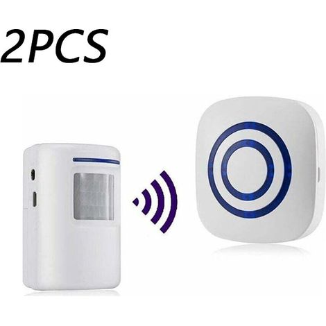 2PCS Bewegungsmelder-Alarm, Sirene, Infrarot-Bewegungsmelder-Sensor, kabelloses Pir-Alarm-Set, Bewegungsmelder, Infrarot-Detektor, 38 Klingeltöne (1/5)