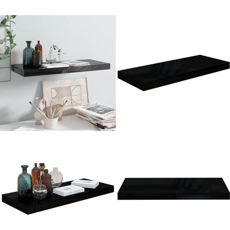 Schweberegal Hochglanz-Schwarz 60x23,5x3,8 cm MDF - Schweberegal - Wandregal - Schwarz - Regal - Wohnwand - Home & Living (1/5)
