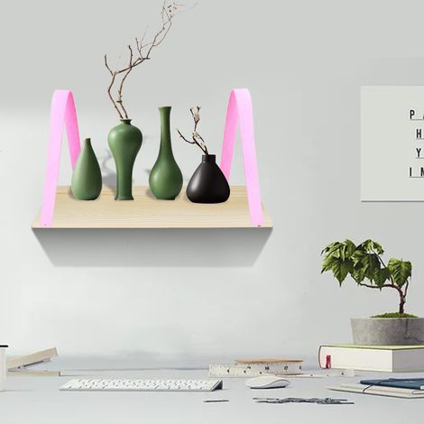 Étagère murale nordique pour plantes, pots et livres, décoration suspendue rose (petite taille) (1/5)