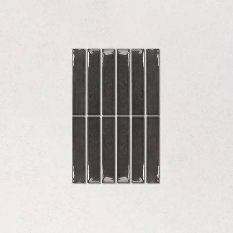 Faience Effet Zellige Noir NOUVELLE 3x16cm Charcoal (1/5)